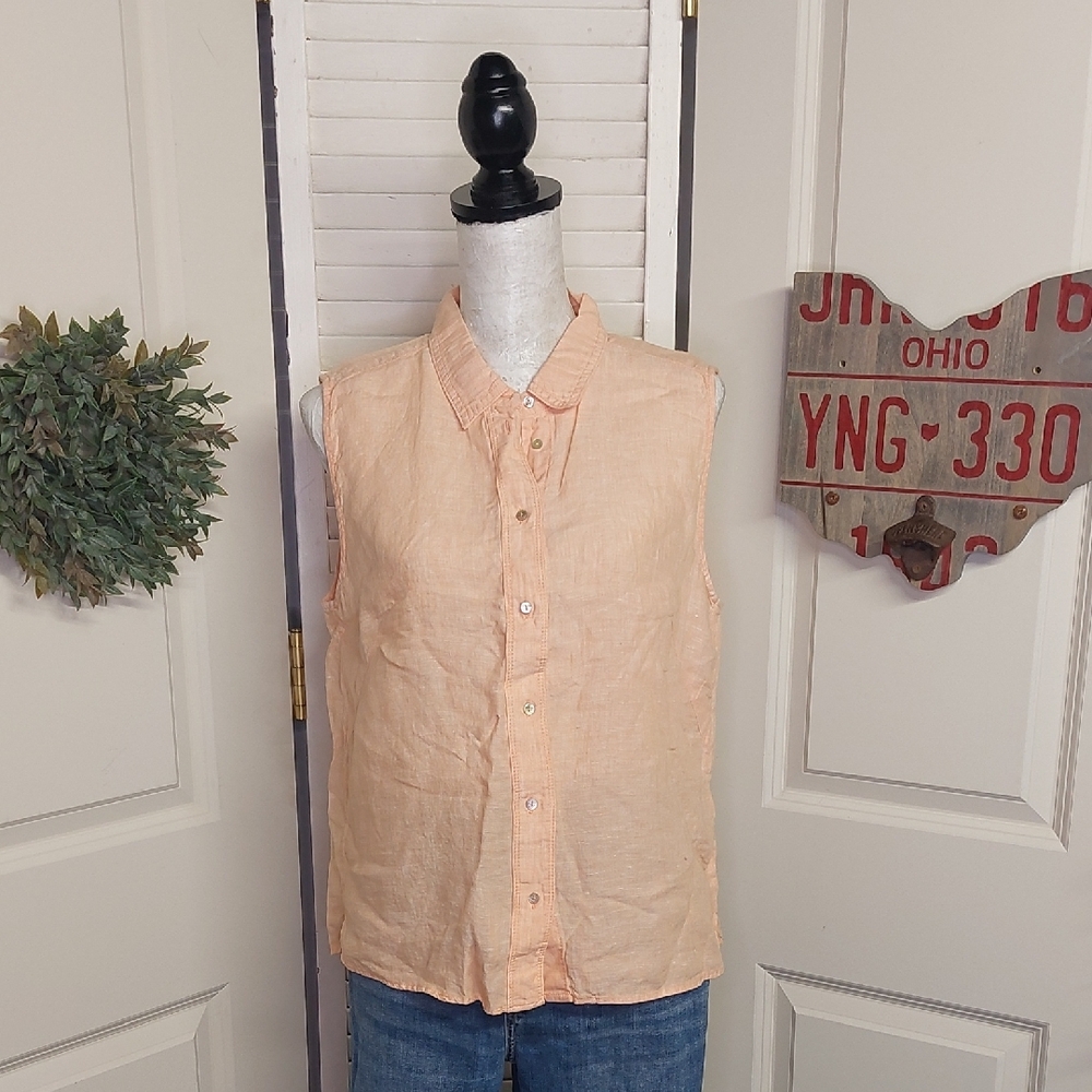 5 For 25! Sleeveless Linen Top, Peach - Picture 10 of 10